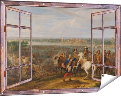 Gards Tuinposter Doorkijk Lodewijk XIV trekt bij Lobith Nederland binnen - Adam Frans van der Meulen - 120x80 cm - Tuindoek - Tuindecoratie - Wanddecoratie buiten - Tuinschilderij