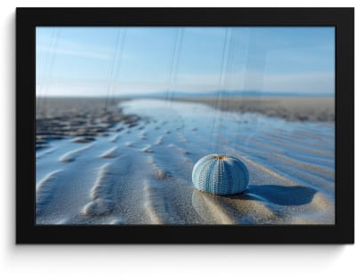 Poster in lijst - Fotolijst 30x20 cm - Posters - Strand - Schild - Water - Blauw - Posterlijst zwart - Decoratie - Wanddecoratie woonkamer - Muurdecoratie slaapkamer