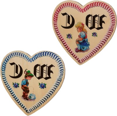 Houten Deurbordje Hart - Decoratief Bordje - Huis Decoratie - Antiek Design - 12 cm Set - Meerkleurig
