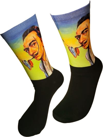 Verjaardags cadeau - Salvador Dali sokken - Kunst Print sokken - vrolijke sokken - valentijn cadeau - aparte sokken - grappige sokken - leuke dames en heren sokken - moederdag - vaderdag - Sokken waar je vrolijk van wordt - Maat 36-40