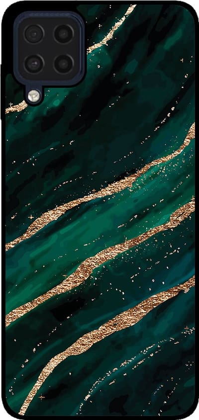 Smartphonica Telefoonhoesje Geschikt voor Samsung Galaxy M32 4G met marmer opdruk - TPU backcover case marble design - Groen Goud geschikt voor Samsung Galaxy M32 4G