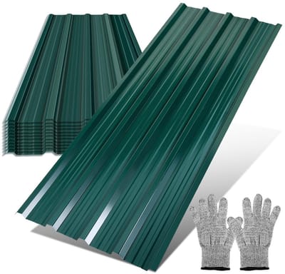Dakplaten - Trapeziumplaten - Dakbedekking Buiten - Verzinkt Staal - 24 Stuks - Groen