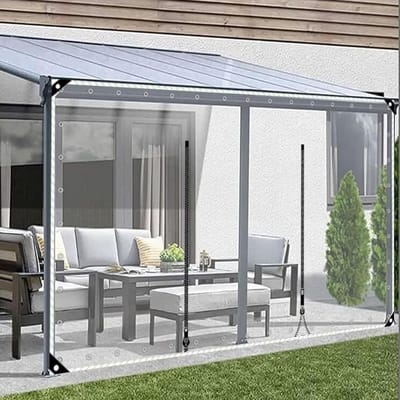 Transparant buitengordijn 0,5 mm PVC waterdicht voor pergola en veranda - 2,6 × 2 m