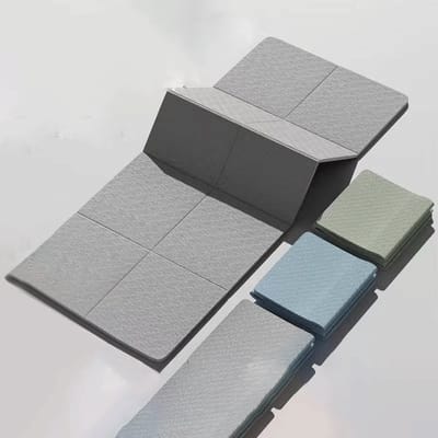 Opvouwbare yogamat - yogamat - pilatesmat - fitnessmat - antislip reismat - draagbare opvouwbare pilatesmat - TPE-materiaal - geschikt voor thuisfitness en dutjes - grijs