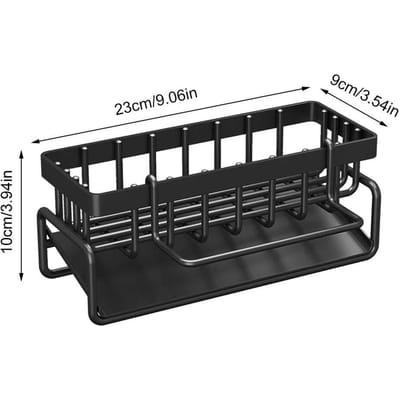 Aanrecht Rack Organizer Aanrecht Spons Houder Met Zelflozende Lade Schotel Zeep Scrub Vaatdoek Plank Roestvrij Staal zwart