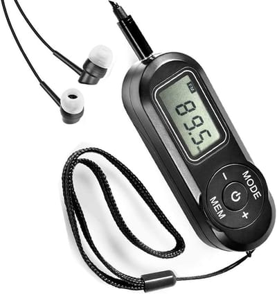 Handradio FM Mini - Draagbare Ontvanger - Reizen Wandelen - DSP Digitale Technologie - 20 Zenders Opslaan - Zwart