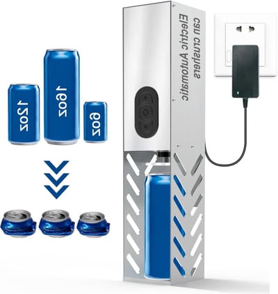 Elektrische Blikpers - Blikverkleiner - Afval Verminderen - Automatische Werking - Tot 16oz - Zilver
