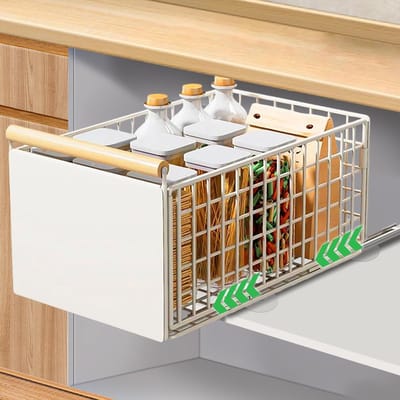 Uittrekbare Kastorganizer met Handvat, Inklapbare en Uitbreidbare Laden, Stevige Roll-Out Plankopslag voor Keuken, Kruidenierskast en Badkamer, Wit, Groot