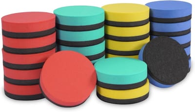Set van 24 Magnetische Whiteboard Sponsen, Mini Ronde Witte Erasers van 5 cm, Ideaal voor Klaslokalen, Kantoor en Thuisgebruik