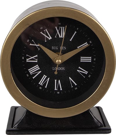 Clayre & Eef Tafelklok 14 cm Zwart IJzer