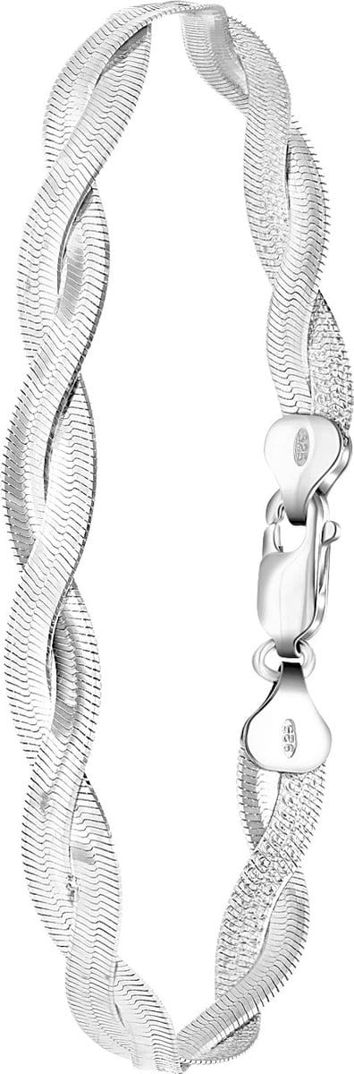 Lucardi Dames armband gedraaid - 925 Zilver - Armband - Cadeau - 19 cm - Zilverkleurig