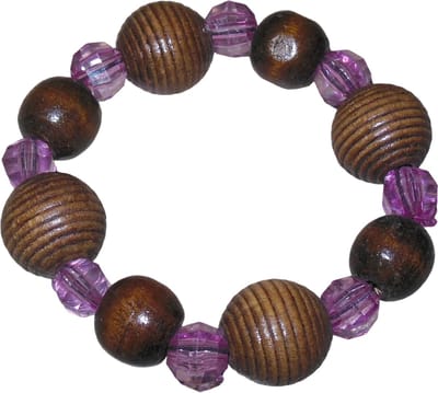 Armband bruin met transparant roze