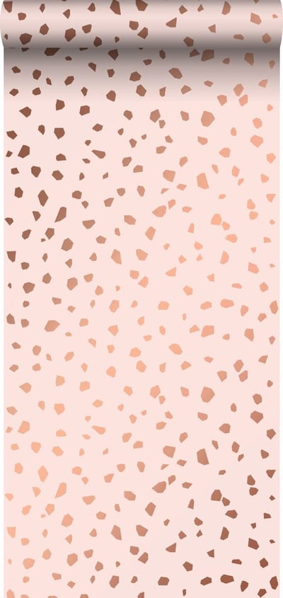 ESTAhome behang terrazzo zacht roze en roségoud - 53 cm x 10.05 m - 139199
