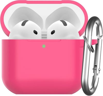 Siliconen Hoes voor AirPods 4 - Beschermende Cover met Karabijnhaak - Watermeloen Rood