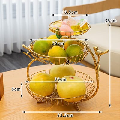 Luxe Fruitplateau Modern Woonkamer Huis Nordic Eenvoudige Ins Stijl Meerlaags Fruitplateau IJzerkunst Snoepplateau Balie yellow