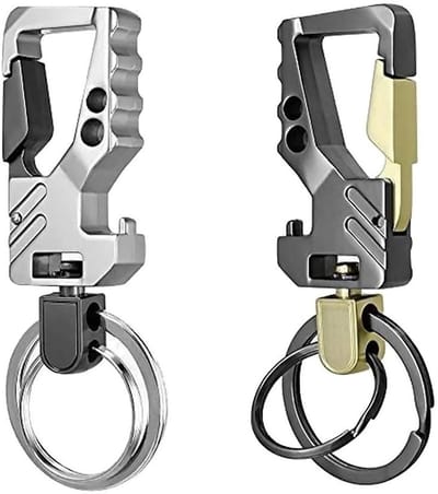 Dailygoods- Karabijnhaak Sleutelhanger - 2 Stuks - Sleutelhanger met Bierflesopener - Metalen Sleutelring - Zinklegering - Lichtgewicht en Elegant