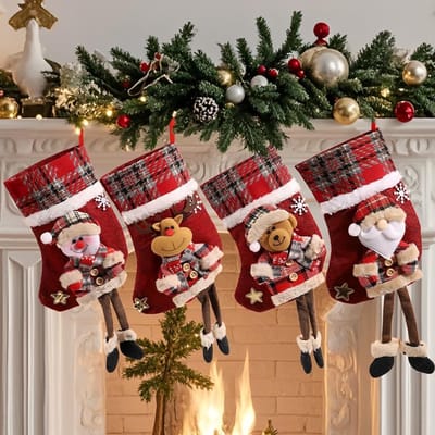 Persoonlijke Kerstkousen Set van 4 voor aan de Haard, Kerstboom, Muur en Trap - Unieke Decoratie voor Kerstmis en Feestdagen
