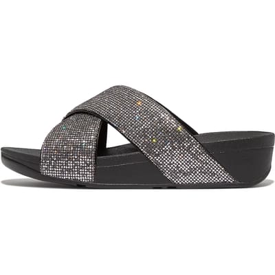 FitFlop Lulu Cross Slide - Glitterball ZILVER - Maat 37