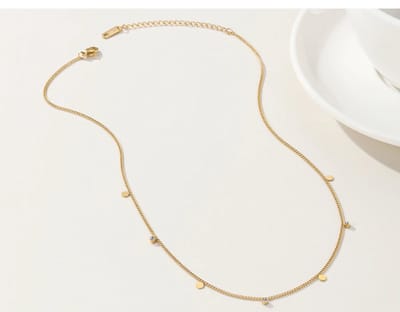 Gouden ketting met strass en rondjes - waterproof