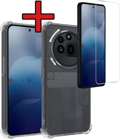 Hoesje - Met Screenprotector - Geschikt voor Nothing Phone (3a) Pro - Sterk & Shockproof - Back Cover - Siliconen Case - Telefoon Hoes - Shock Proof - Telefoonhoes - Transparant