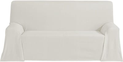 Multifunctionele sprei, afmetingen 130 x 180 cm, voor bank of bed, multifunctionele sprei, ecru, decoratief, voor bank, bed, bankovertrek, licht en elegant