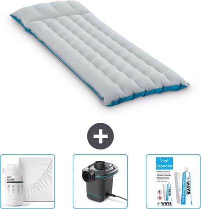 Intex Campingmat - 1-Persoons - 67 x 184 x 17 cm - Blauw - Inclusief Hoeslaken - Pomp en Reparatieset