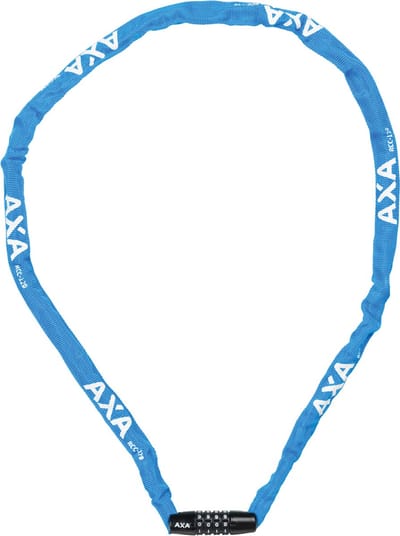 AXA Rigid RCC 120 Kettingslot – Codeslot – 120 cm – 3,5 mm Stalen Schakels – Polyester Beschermhoes – Beveiligingsniveau 3 – Blauw