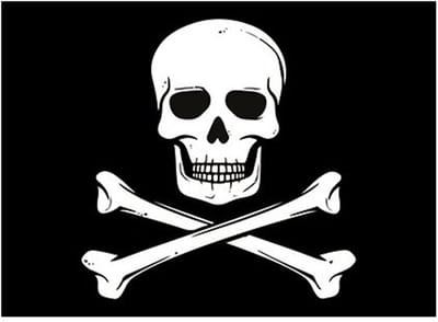 Piraten vlag thema stickers - zwart - versiering - 7.5 x 10 cm - hobby