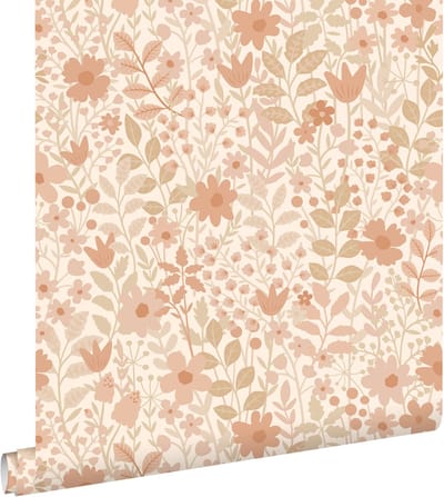 ESTAhome behang bloemetjes terracotta en roze - 50 x 900 cm - 131936