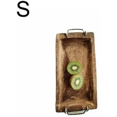 Logbak Rechthoekig Hout Thee Massief Hout Hotel Diner Koffie Serveren Dessert Brood Snack Fruit Opslag Decoratief brown