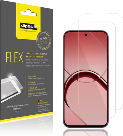 dipos – 2x Beschermfolie geschikt voor Realme 16T | 3D Full Cover Screenprotector | 100% Passend