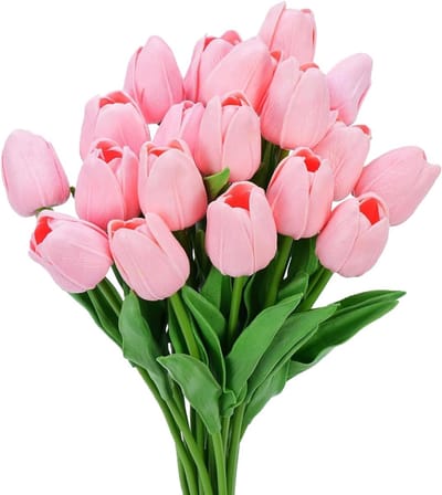 Dailygoods- Kunsttulpen 15 Stuks - Kunstbloemen Voor Binnen/Buiten - Lentedecoratie - Real Touch Latex - Onderhoudsvriendelijk - Handgemaakt