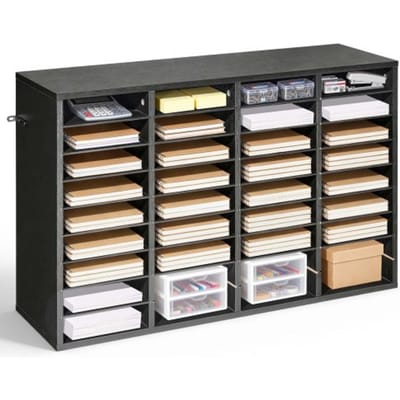 VEVOR Brievenbak met 36 vakken en uitneembare planken, houten documentenbak, dossierhouder voor kantoor, thuis, klaslokaal, literatuurorganizer voor dossiers, documenten en papier, zwart
