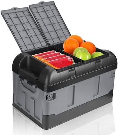 Dailygoods- Opbergdoos 45L - Opbergdoos met deksel - Opbergdoos voor auto - Vouwbaar - Twee compartimenten - Maximaal draagvermogen 60kg - Opbergbox