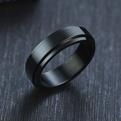 Vnox 8mm Draaibare Basisring voor Heren Zwart Roestvrij Staal Casual Mannelijke Anel Stijlvolle Punk Spinner Alliantie Sieraden 10