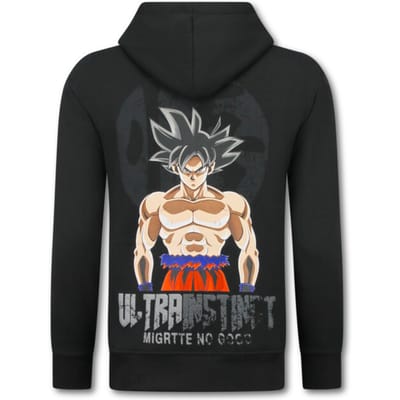 Oversized Hoodie Heren met Capuchon - Trui Heren GOKU Ultra Print - Dik Geweven Sweater Heren - 5562 - Zwart