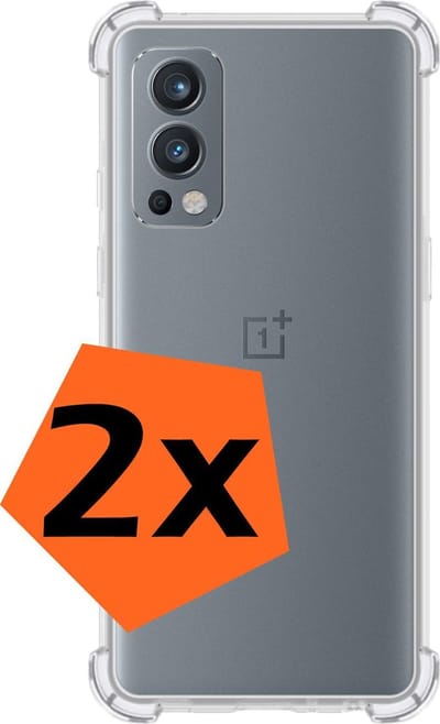 Hoes - 2 Stuks - Geschikt voor OnePlus Nord 2 - Sterk & Shockproof - Siliconen Case - Back Cover - Telefoon Hoesje Shock Proof - Transparant