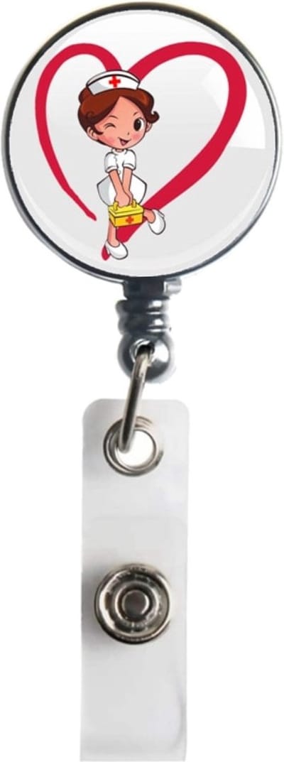 Fako Bijoux - Badgehouder - Sleutel Houder - Rolspeld - Verpleegster - Zuster - Rond - Zuster Hart - Zwart