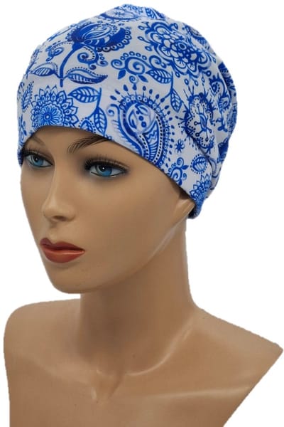 Johnson Headwear® - Chemo muts - Dames muts - Delfts Blauw / Wit - Chemo Cap - Muts - Cap - Hoofddeksel - Zomer Mutsje