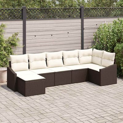 vidaXL Bankstel 7 st Bruin poly rattan