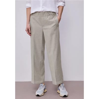 High Waist broek met Wide Legs en knoopdetail