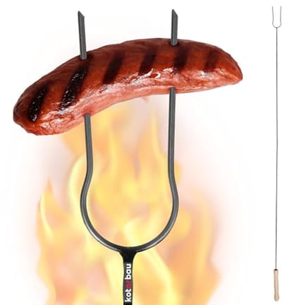 KOTARBAU® Grillspiesen, Staal, 130 cm, Spiesen met Houten Handvat, Lange Spiesen, Kampvuur Vork, Stevige Grillspiesen