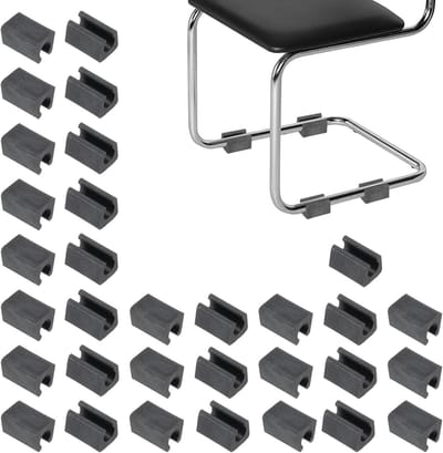 stoelpoot beschermers-stoelpootdoppen-stoelpootdoppen vierkant-set van 32 stoelpootbeschermers - 11 mm dikke stoelpootbeschermers - rechthoekige stoelpootdoppen - antislipmatten voor op de vloer - zwart - 2,8 x 1,8 cm