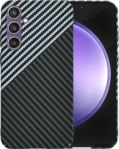 Hoesje geschikt voor Samsung Galaxy S23 FE - Techsuit Carbonite FiberShell Carbon Back Cover - Wit/Zwart