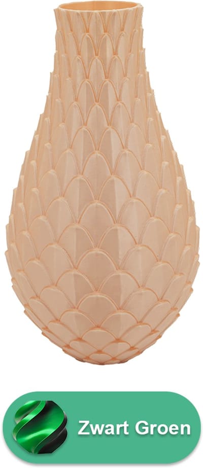 Sirena design vaas – Decoratieve vaas - Zwart / Groen - 3d geprinte vaas – geschikt voor droogbloemen - 20CM