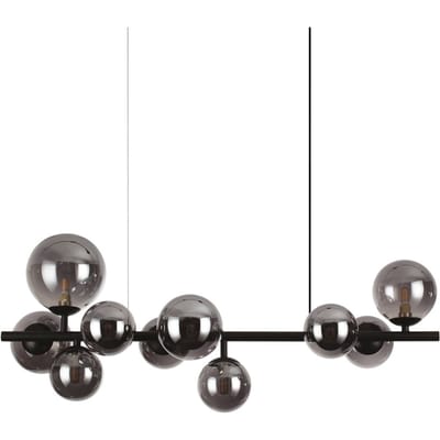 IDEAL LUX hanglamp Perlage, lengte 81 cm, zwart/rookkleurig, 10-lamps
