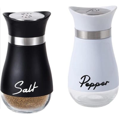 1Set/2stuks Roestvrij Staal en Glas Kruidenfles Set - Perfect voor Barbecue, Peper, Zout en Meer - Keukengerei white