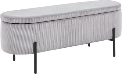 Opbergbank Lieke Lichtgrijs - Stof - Breedte 110 cm - Diepte 40 cm - Hoogte 44 cm
