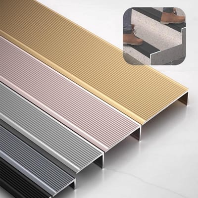 Traprandprofiel Aluminium - Trapkant Profiel - Veilig Lopen - Antislip Gekarteld Oppervlak - 90cm - Rosé Goud