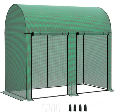 Killogood Tuinkas 2 m² tomatenkas 2 ritssluiting oprolbare deuren staal HDPE anti-UV 2 x 1 x 1.78 m groen